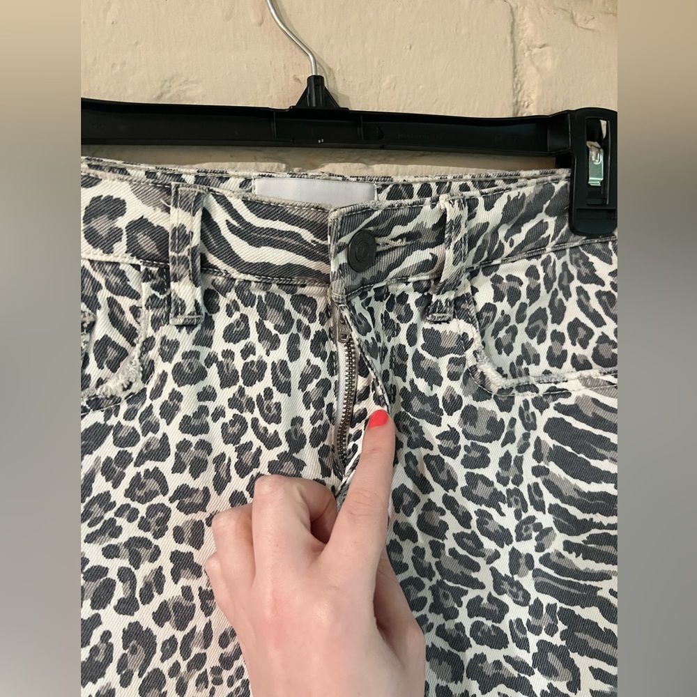 Current/Elliot size 26 cream and gray cheetah animal print denim mini skirt - Picture 10 of 11